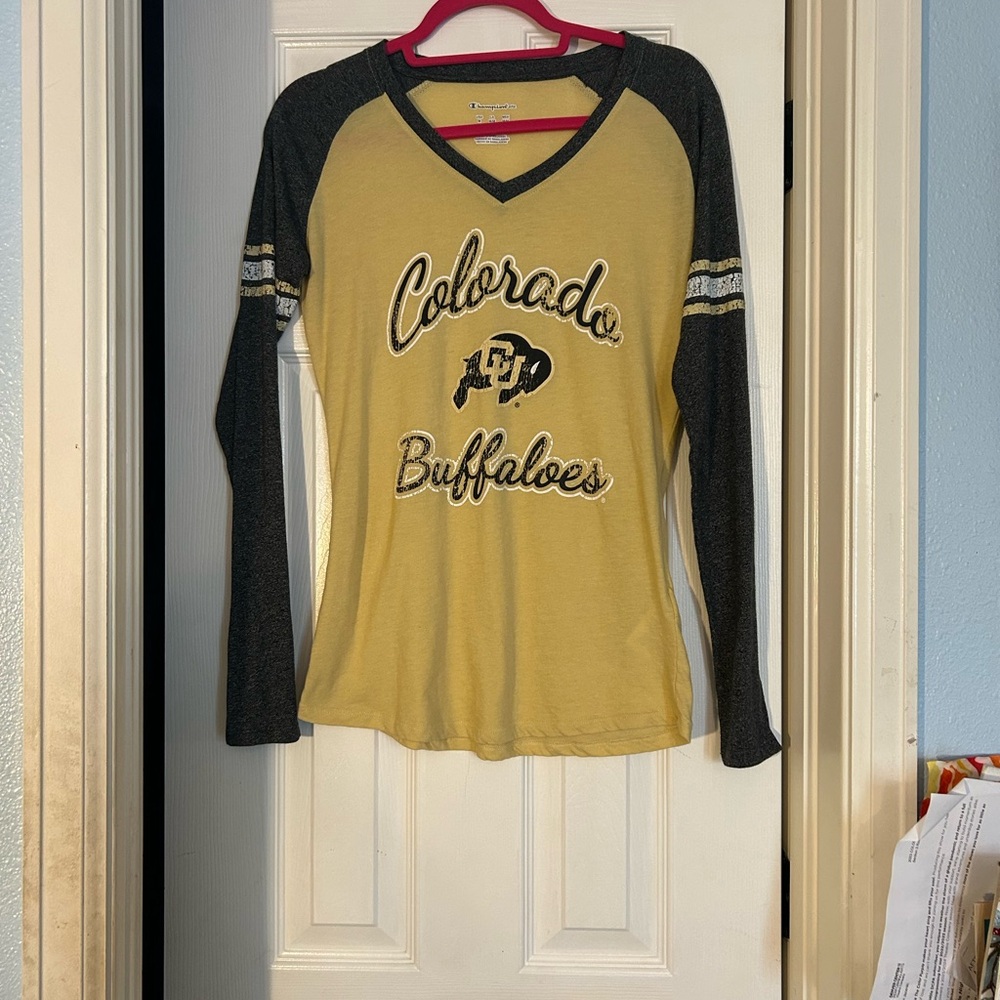 CU Colorado Buffaloes Yellow and Black Long Sleeve Tee - Picture 1 of 4